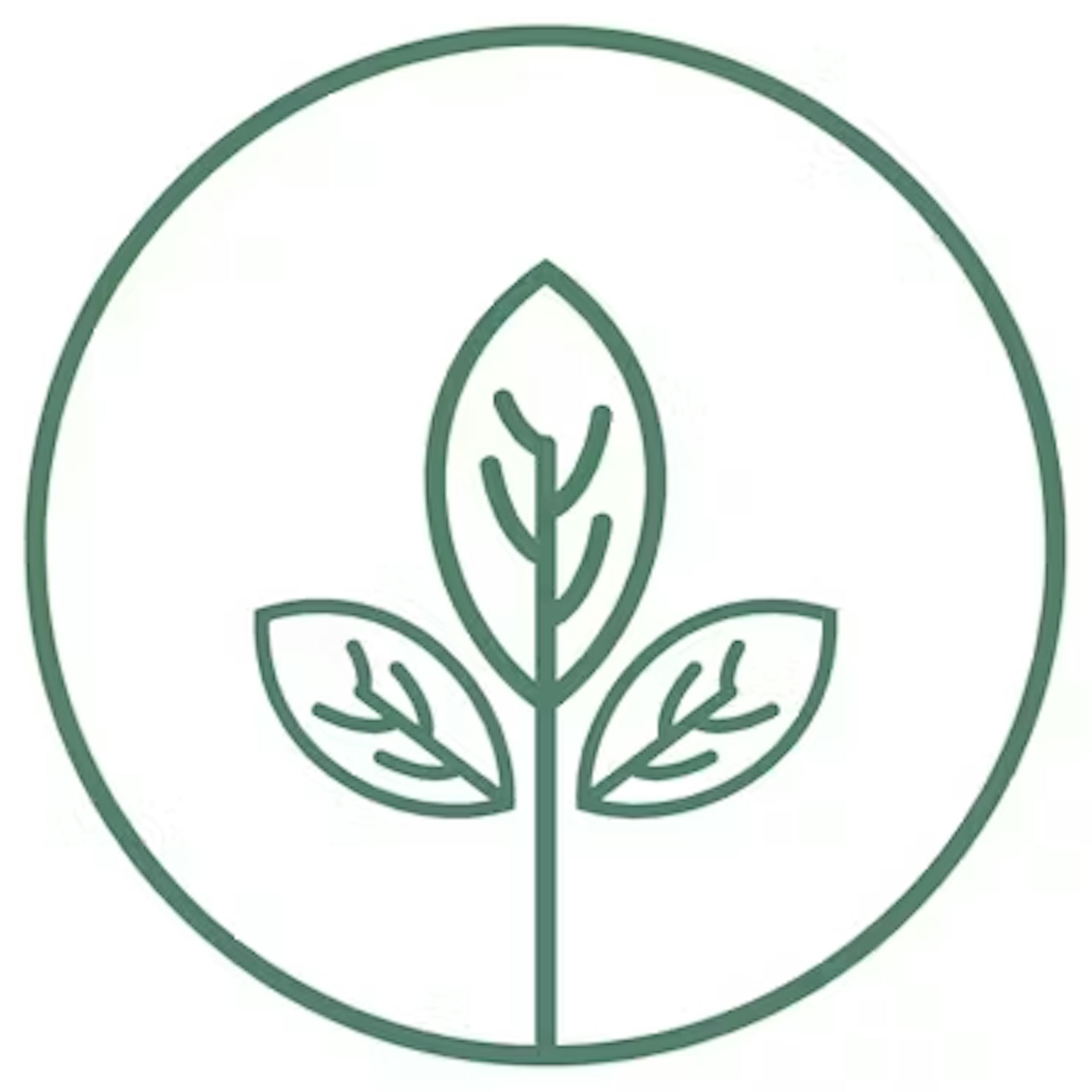 Sustainability sign, green leaf in a circle