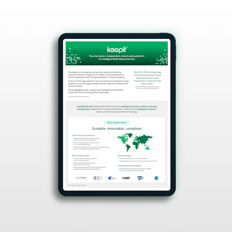 Keepit Map Keepit Platform product sheet | Keepit