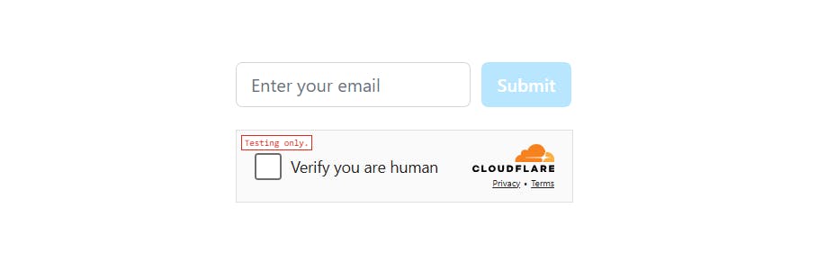 Visitor prompted to complete an interactive Turnstile challenge