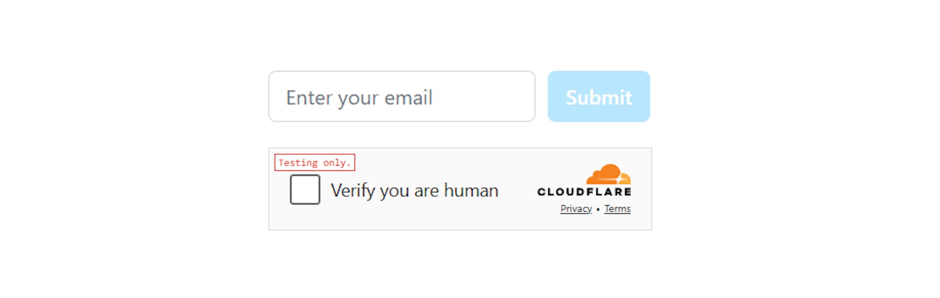 Visitor prompted to complete an interactive Turnstile challenge