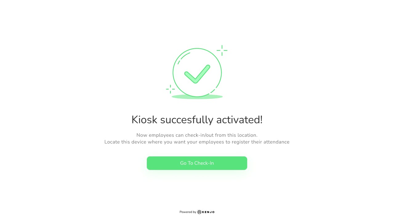 Kenjo time tracking kiosk.