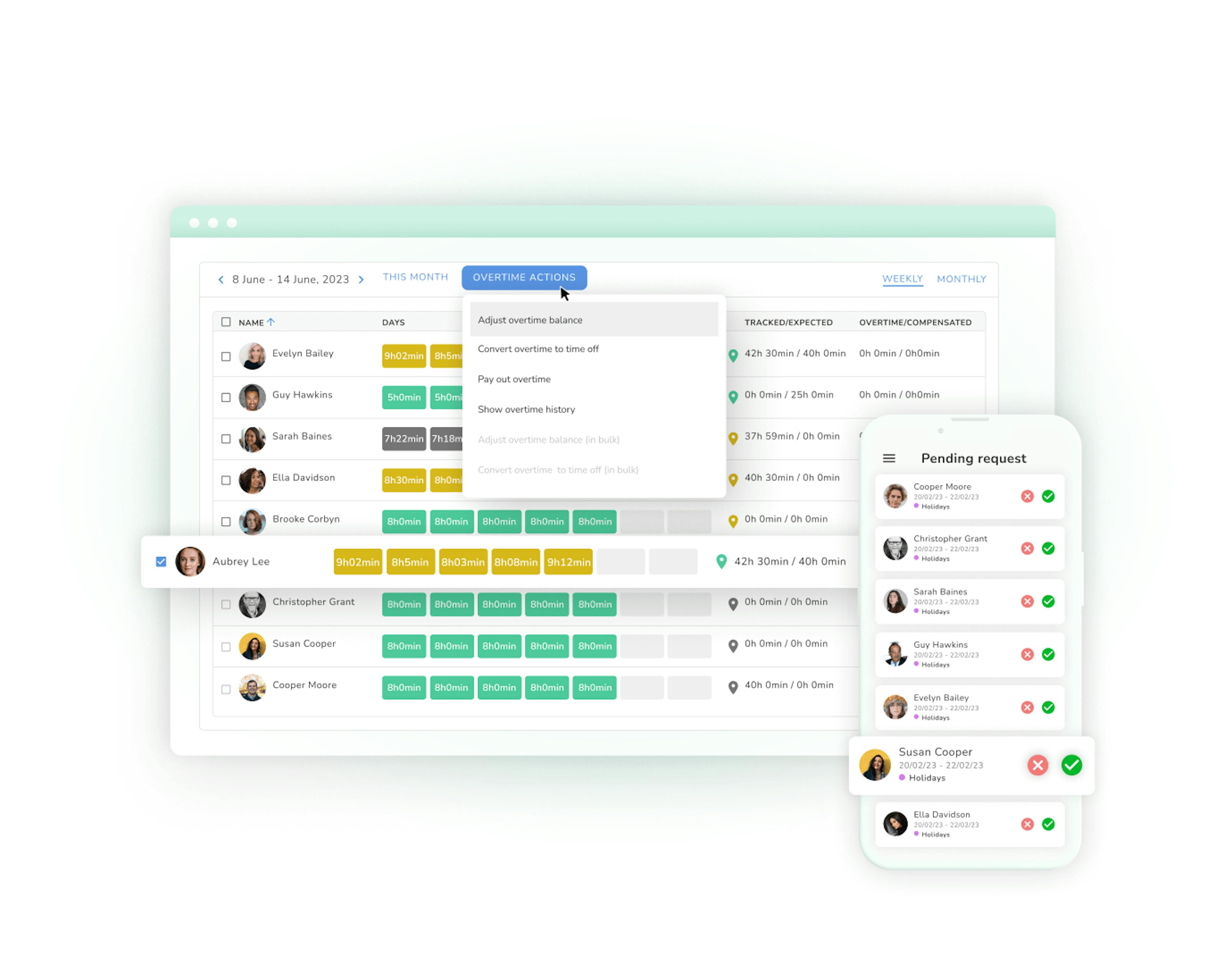 Screenshot of Kenjo's Attendance management feature