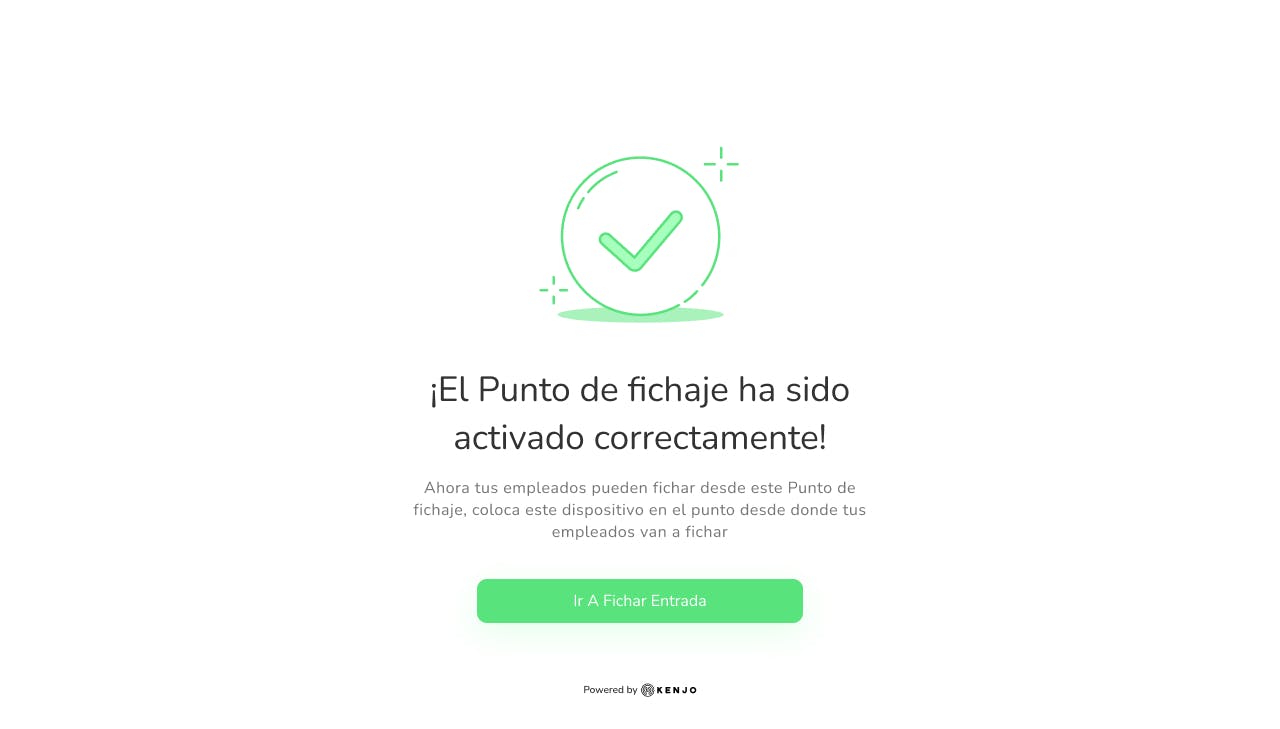 Punto de fichaje de Kenjo activado correctamente.