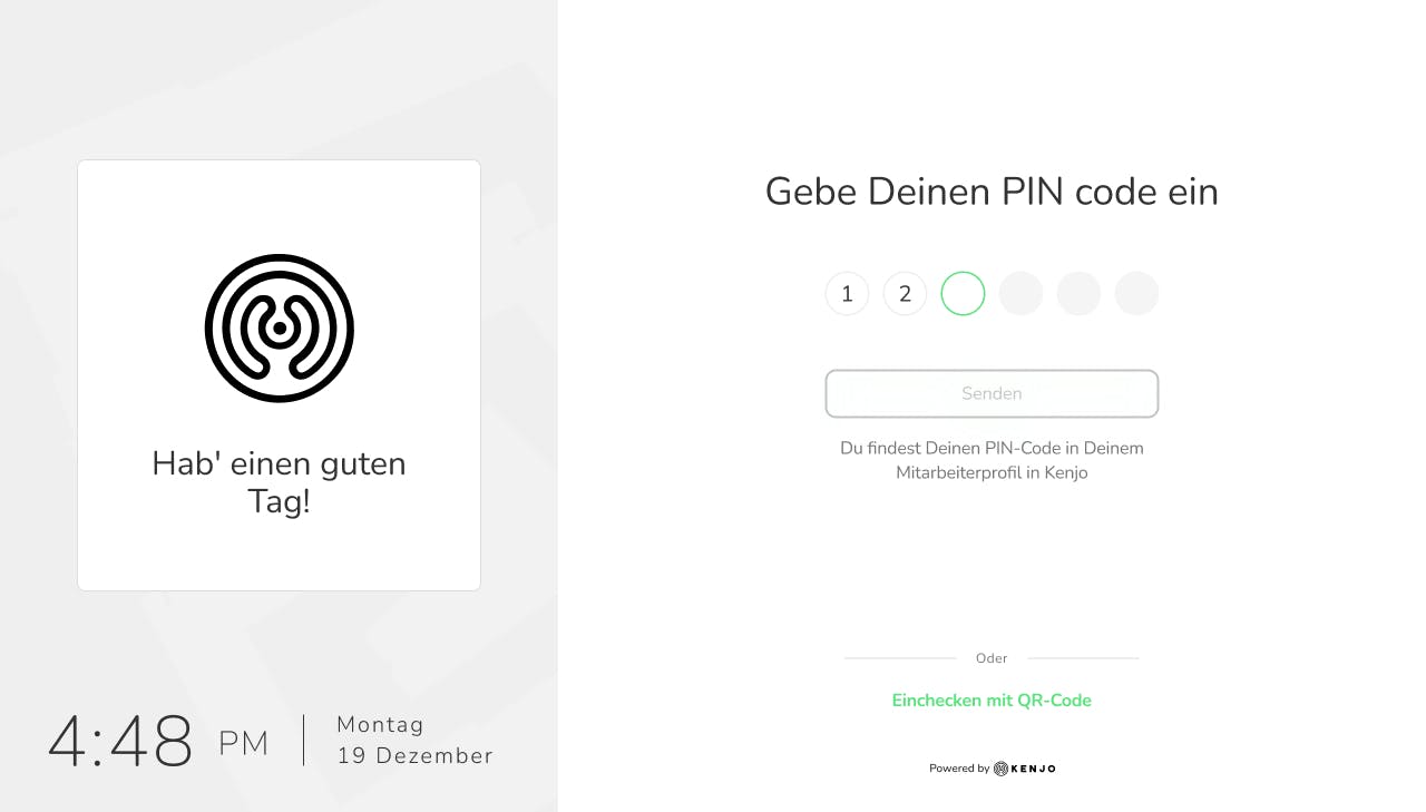 Graphische Darstellung des Zeiterfassungs-Terminals von Kenjo.