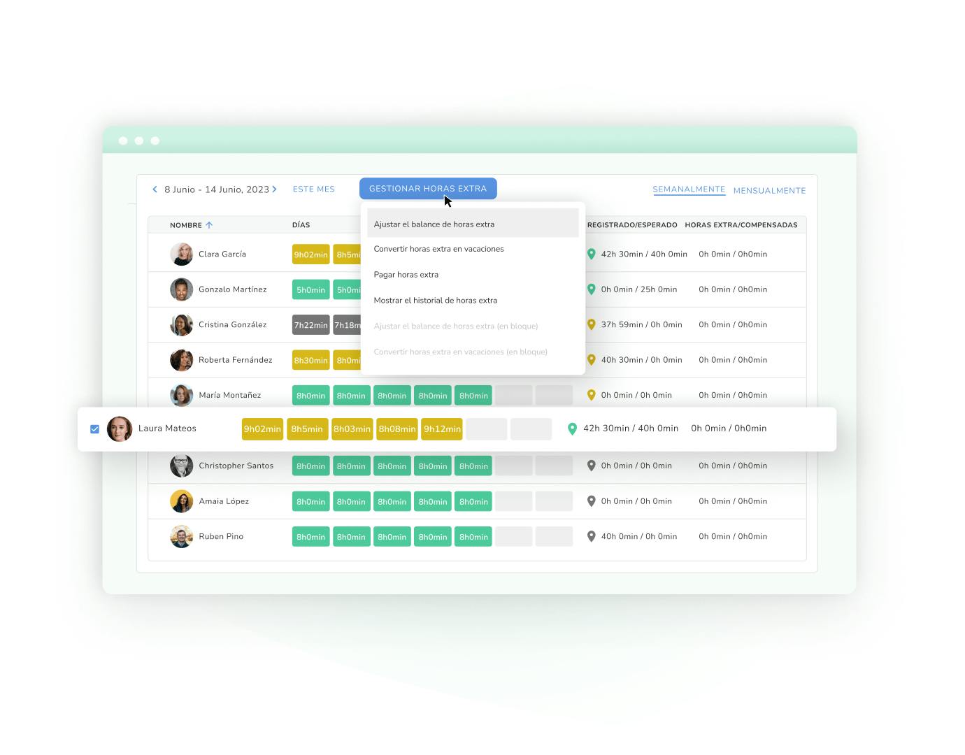 Software de control horario de Kenjo.