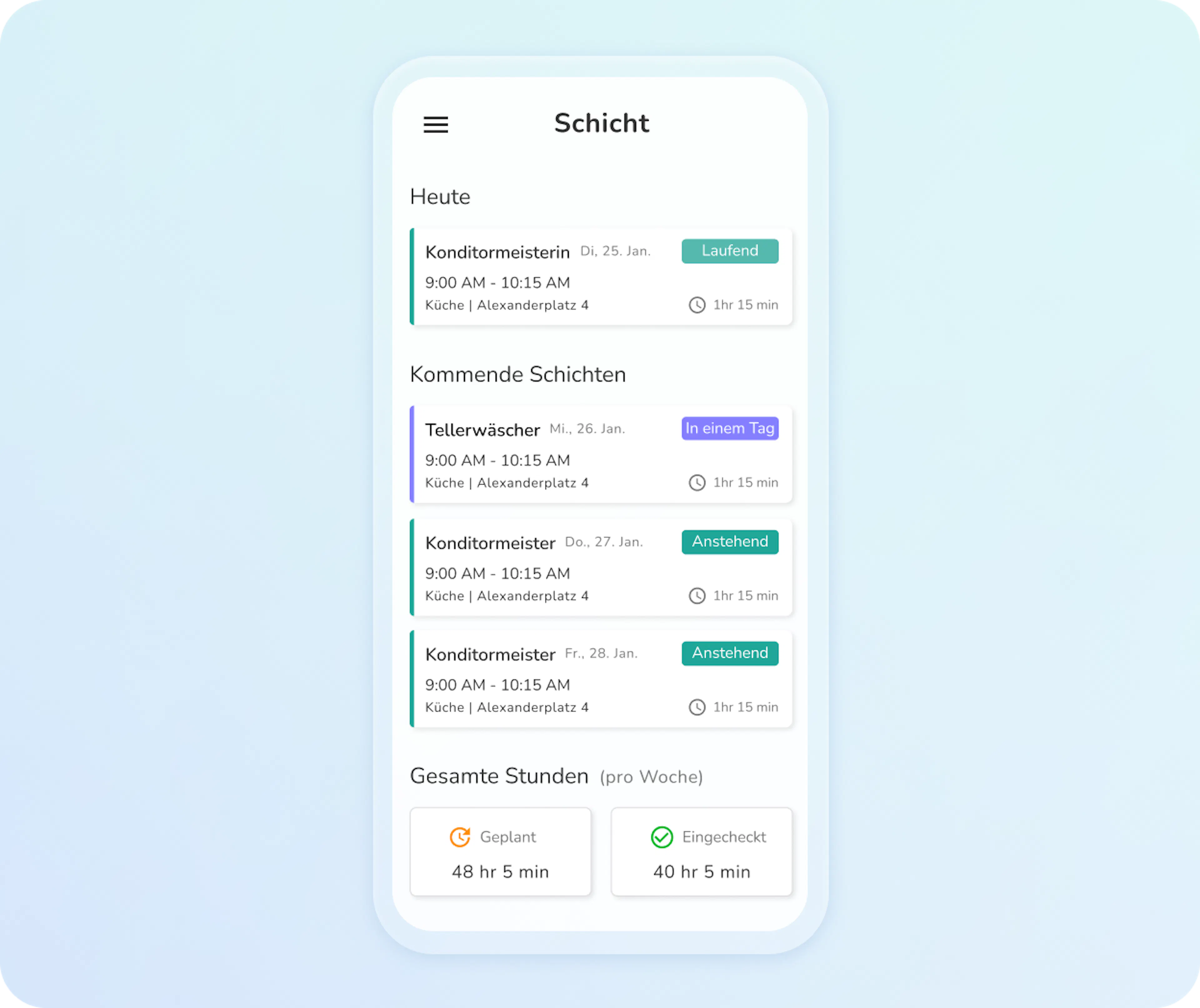 Schichtplanung App Kenjo