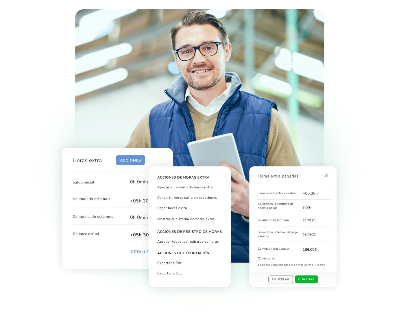 Imagen de reportes de control horario de Kenjo.