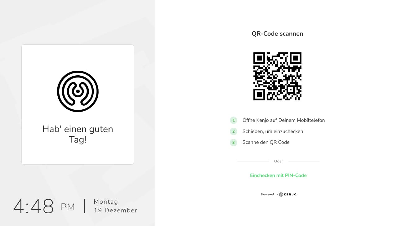 Graphische Darstellung des Zeiterfassungs-Terminals von Kenjo.