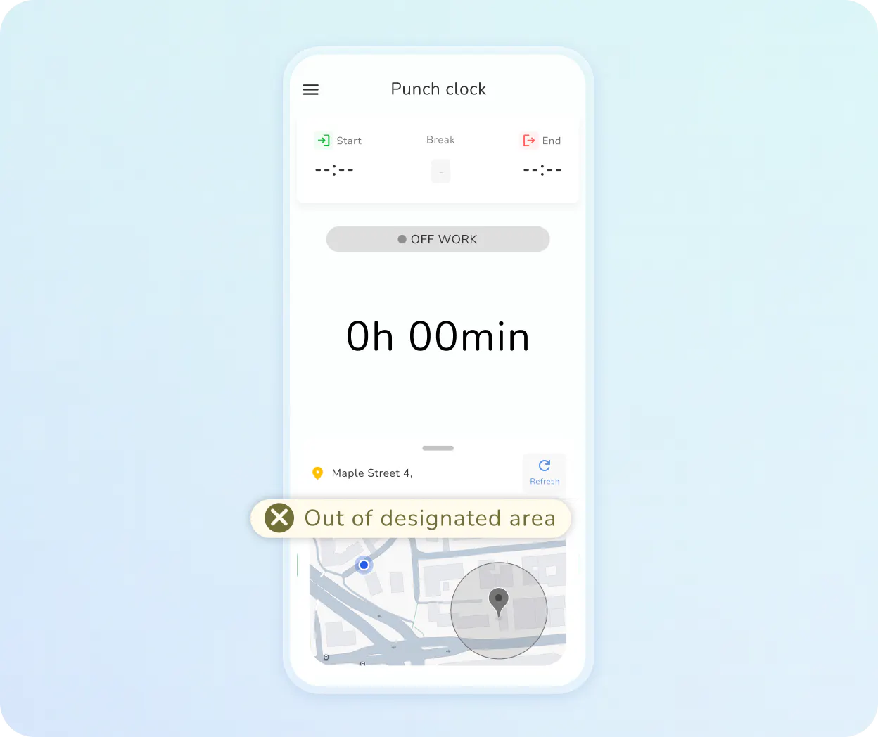 Kenjo punch clock app with location check