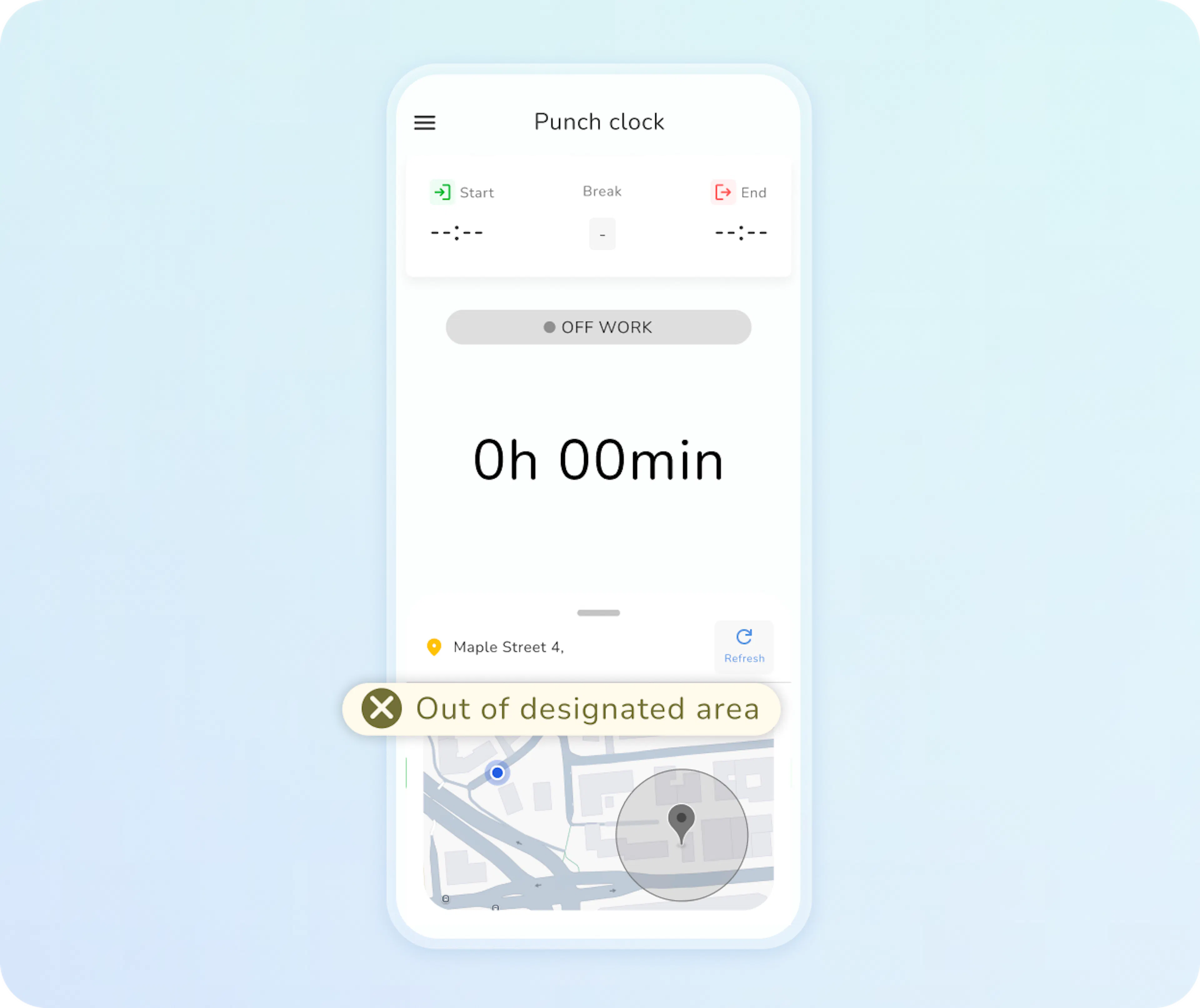 Kenjo punch clock app with location check