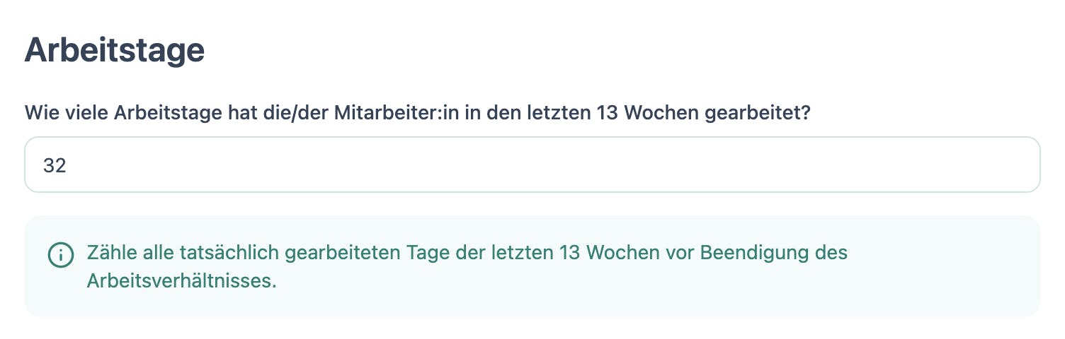 Kenjo Urlaubsabgeltung Rechner - Arbeitstage