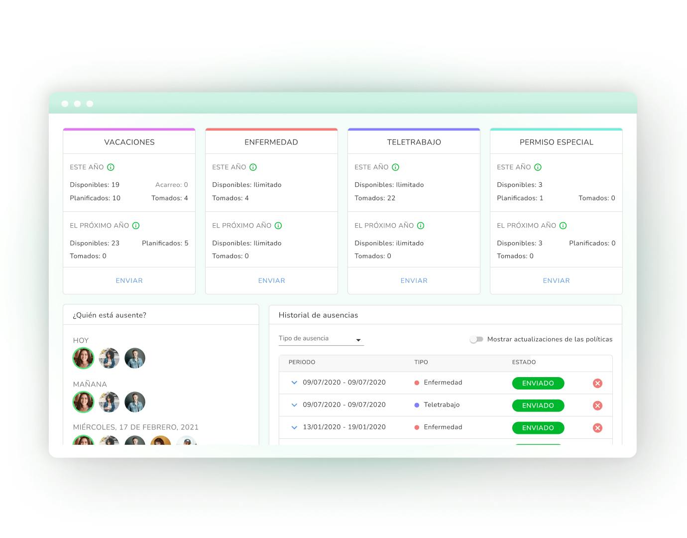 Imagen de la planificación de vacaciones de la app de Kenjo