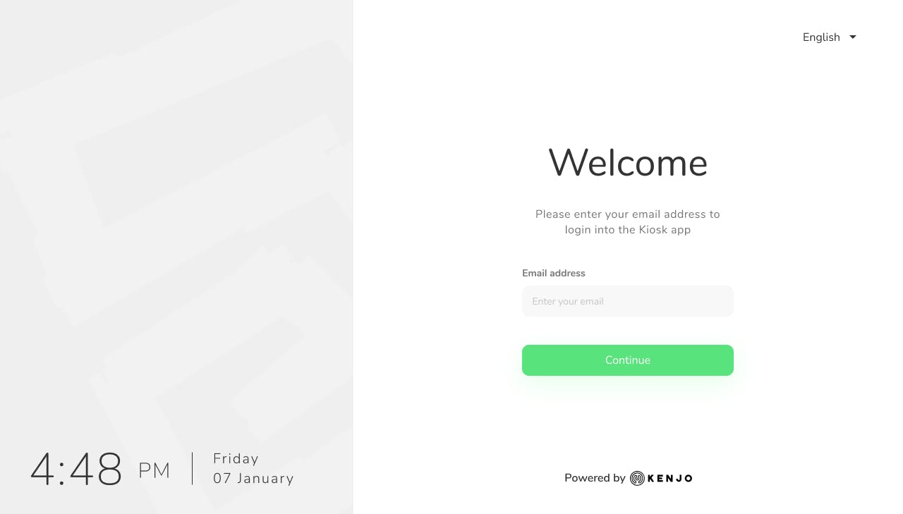Kenjo time tracking kiosk.
