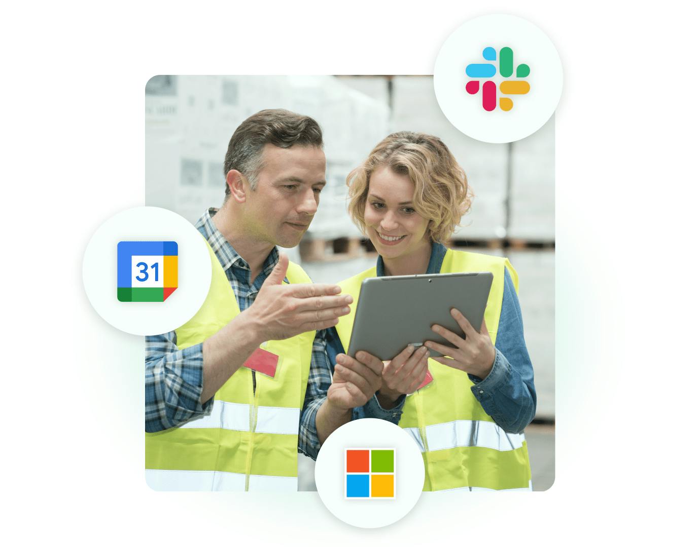 Integraciones de Kenjo tales como Slack, Google Calendar y Microsoft Calendar.