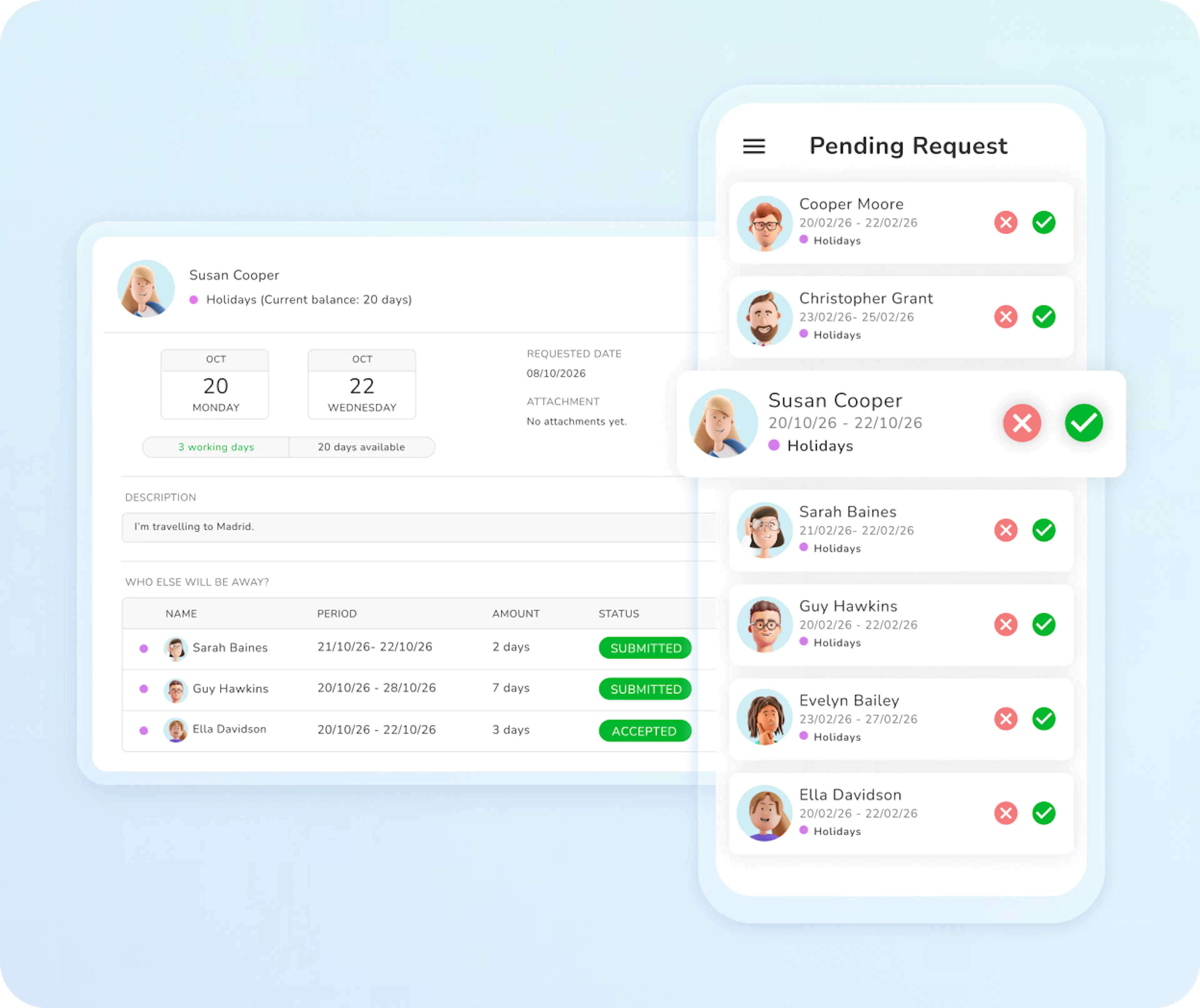 Kenjo mobile app: pending holiday requests