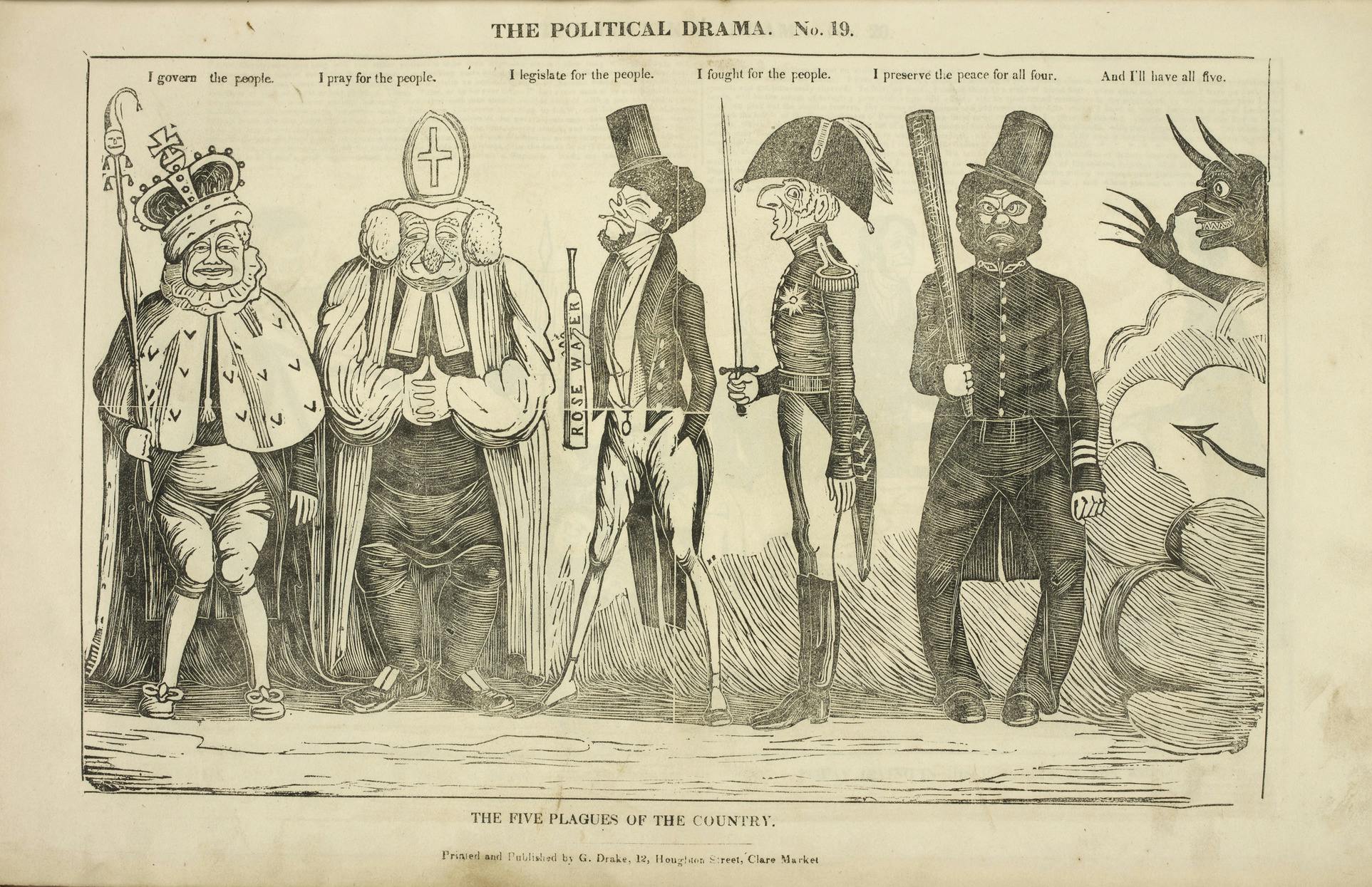 Cartoon of the political drama and the five "plagues" of the country.