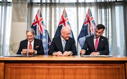 The 2023 NZ coalition agreement being signed.
