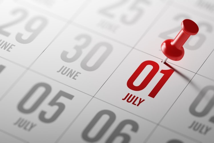 July 1 on a calendar