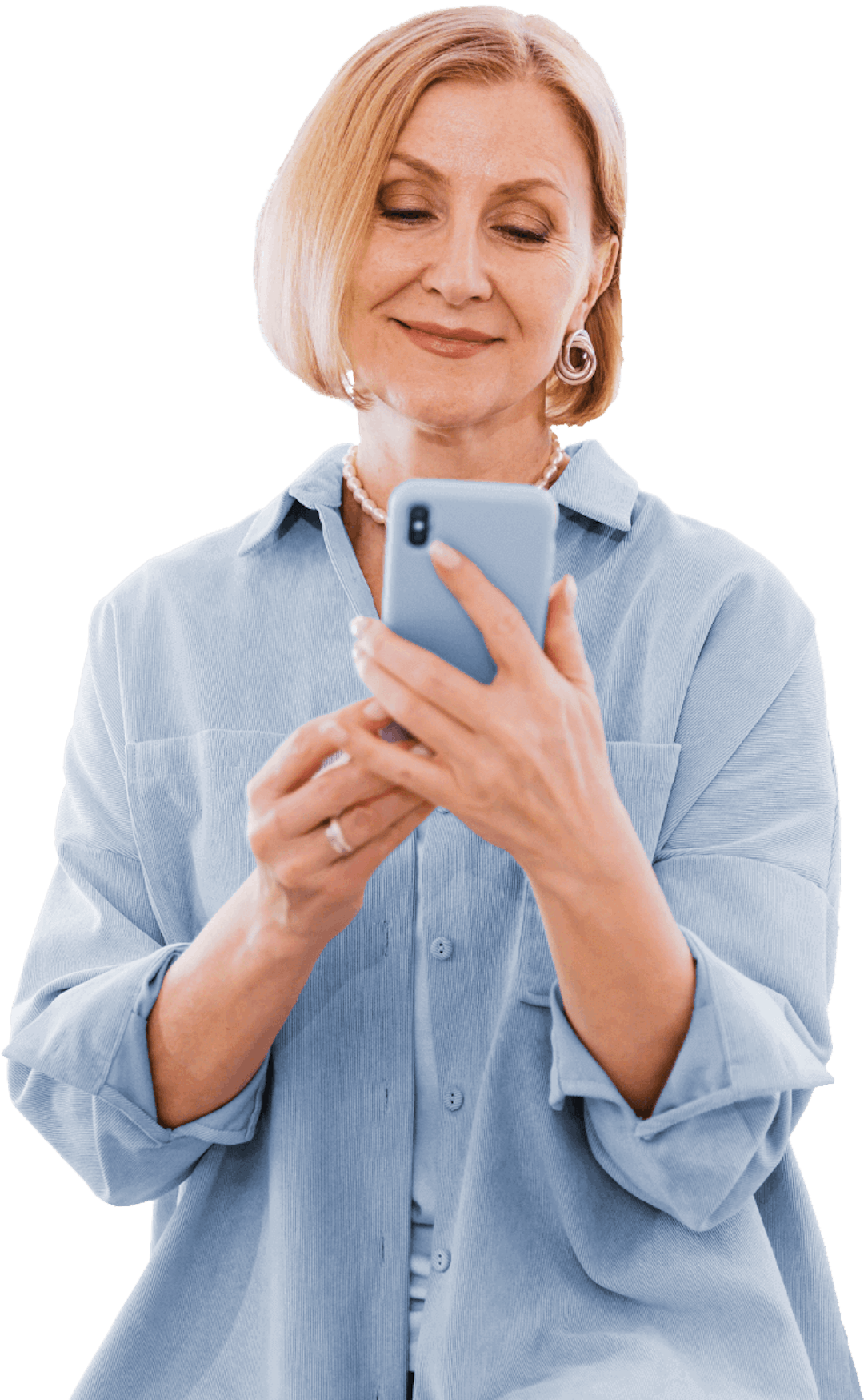 Woman using Keyhook on phone