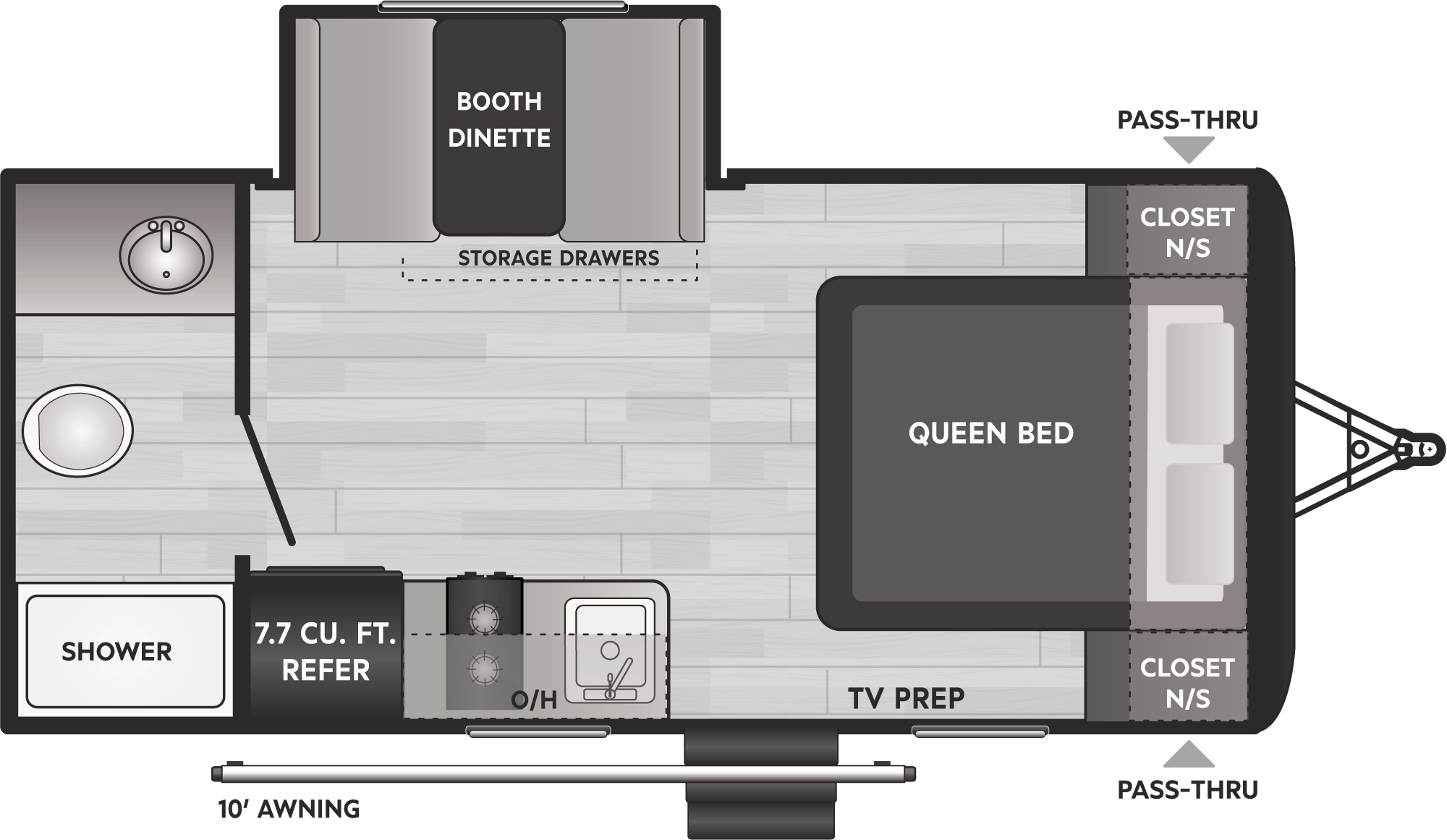 Floorplan of RV model 179RB