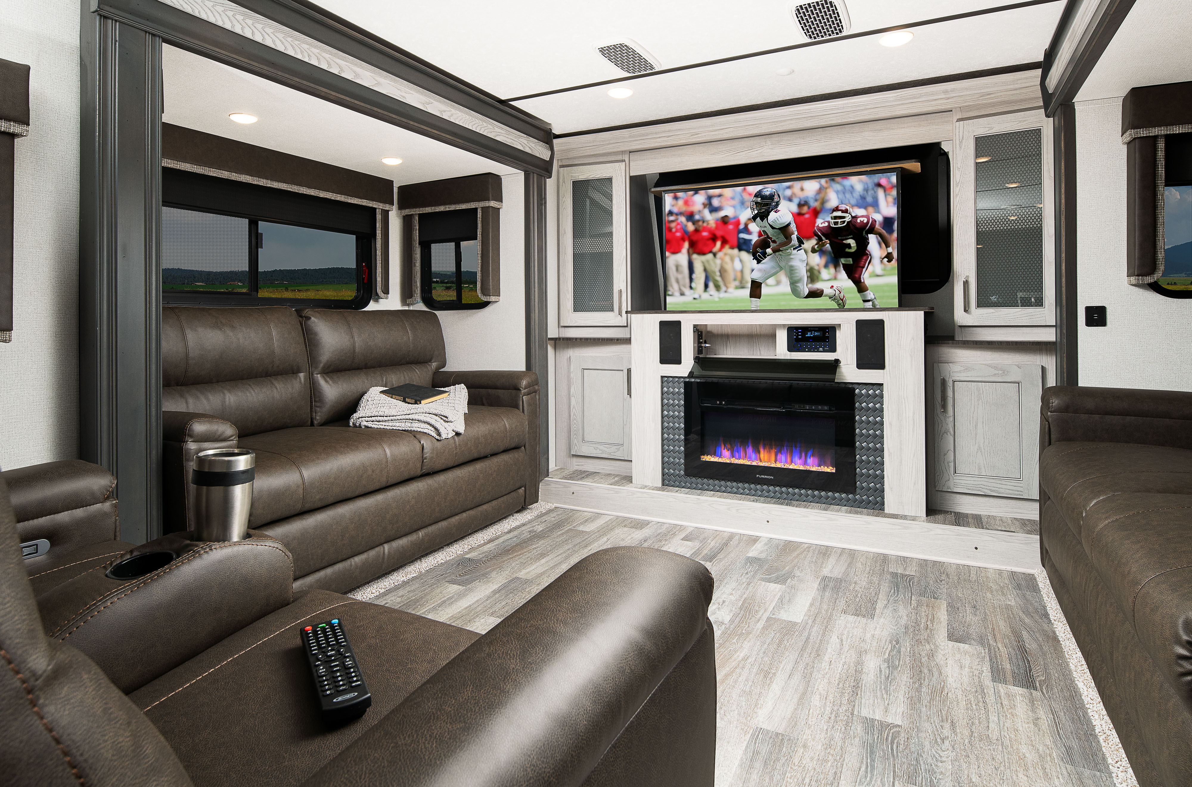 Front Living Fifth Wheel With Loft Top 4 Fifth Wheels With Front   00c04a54 0ddb 4799 8298 C0d472cf71c8 Hm 337fl Interior Bourbon Living Room 2021 Web 