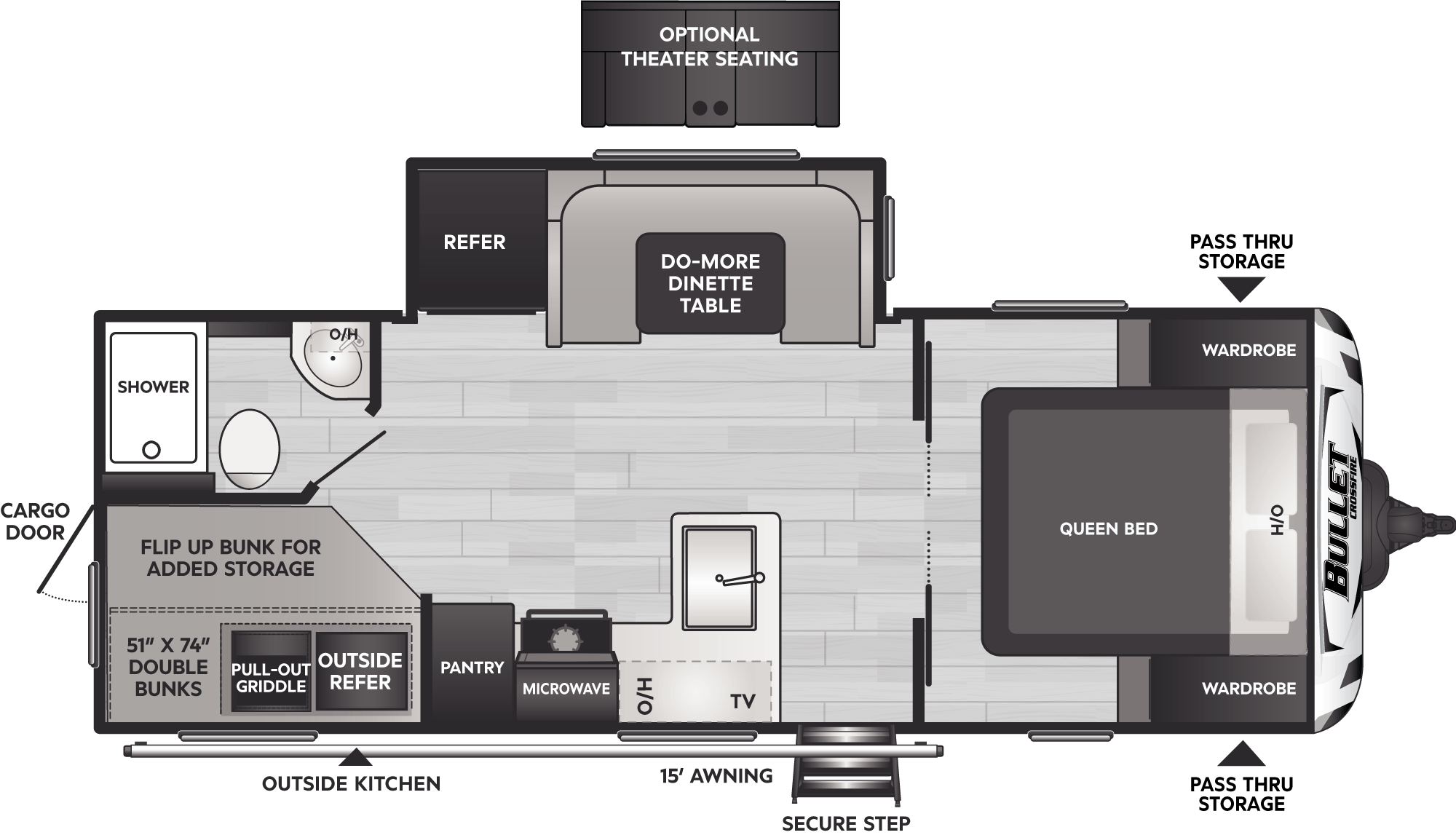 Floorplan of RV model 2290BHWE