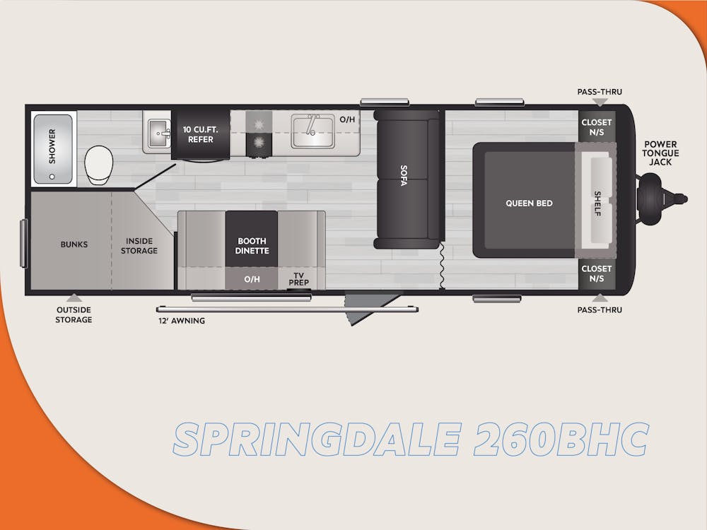 Springdale 260BHC Floorplan Drawing