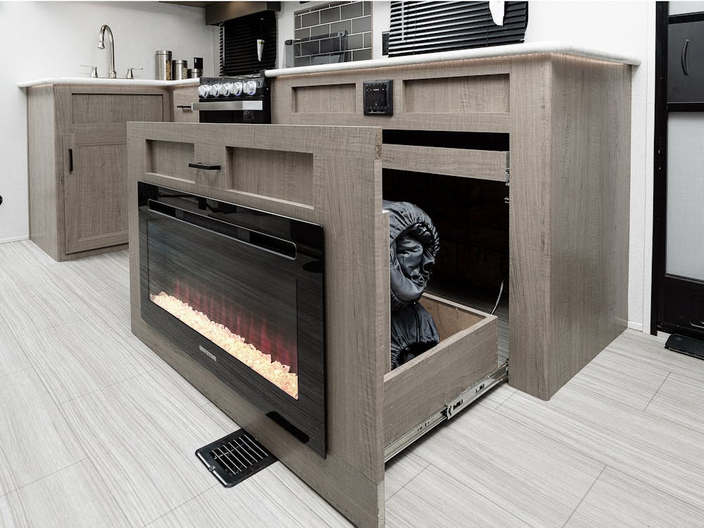 243RB fireplace storage