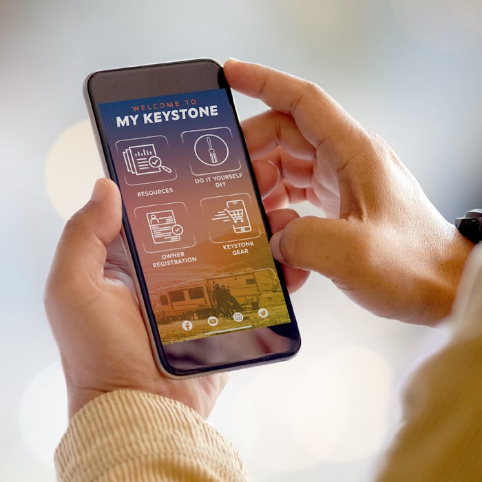 MyKeystone Mobile App home page shown on phone