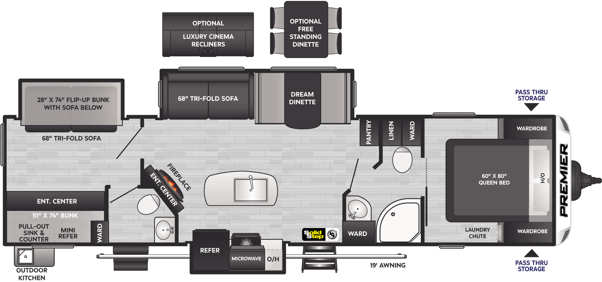 Floorplan of RV model 33BKPR