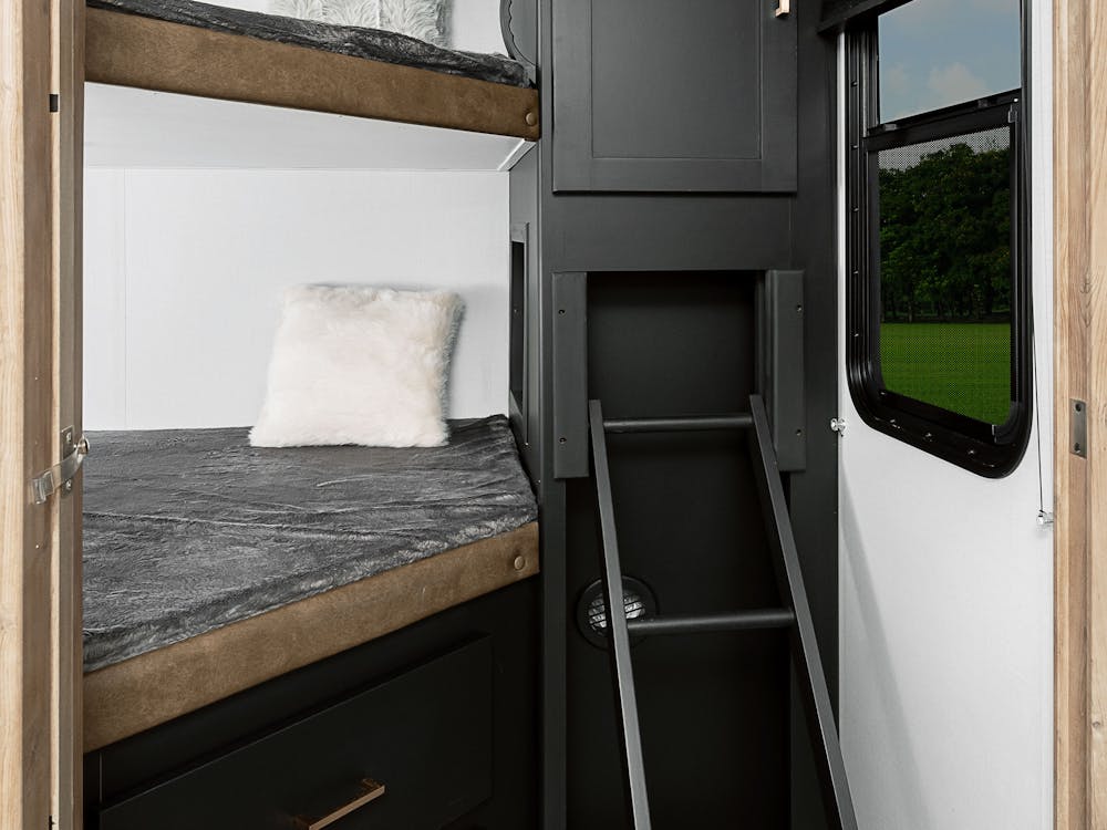 Outback 291UBH bunkroom, double over double rear bunks shown in photo