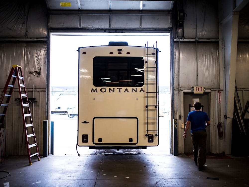 Montana fifth wheel leaving factory 