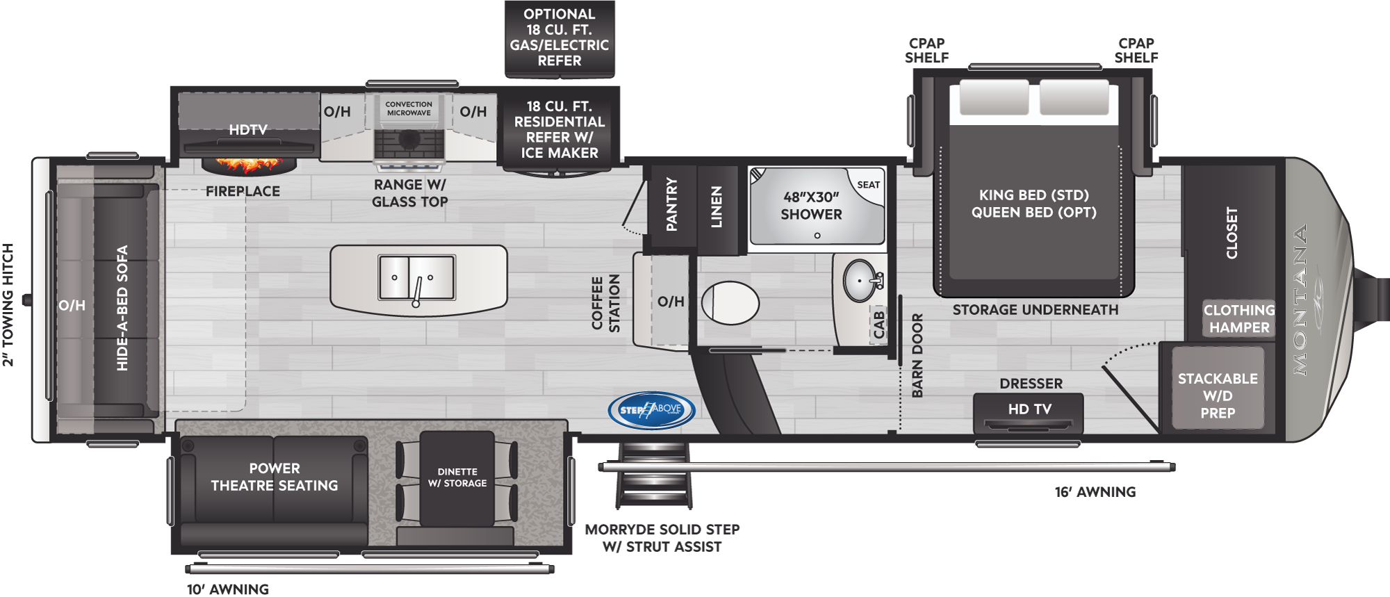 Montana Luxury Fifth Wheels - Model 3121RL Floorplan - Keystone RV