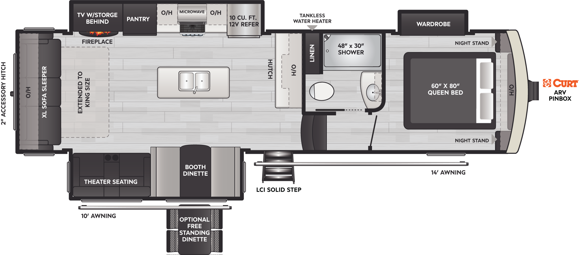 Arcadia Super Lite Premium Fifth Wheels Model 292SLRL Floorplan