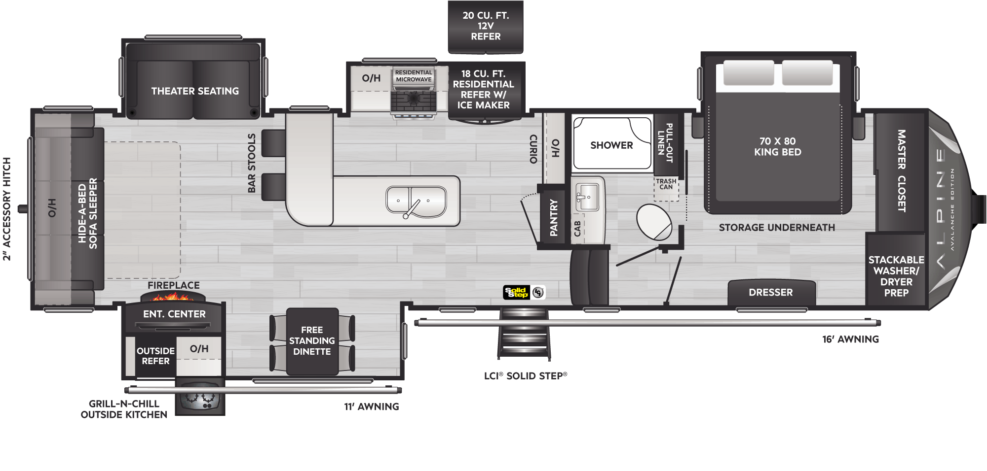 Floorplan of RV model 338GK