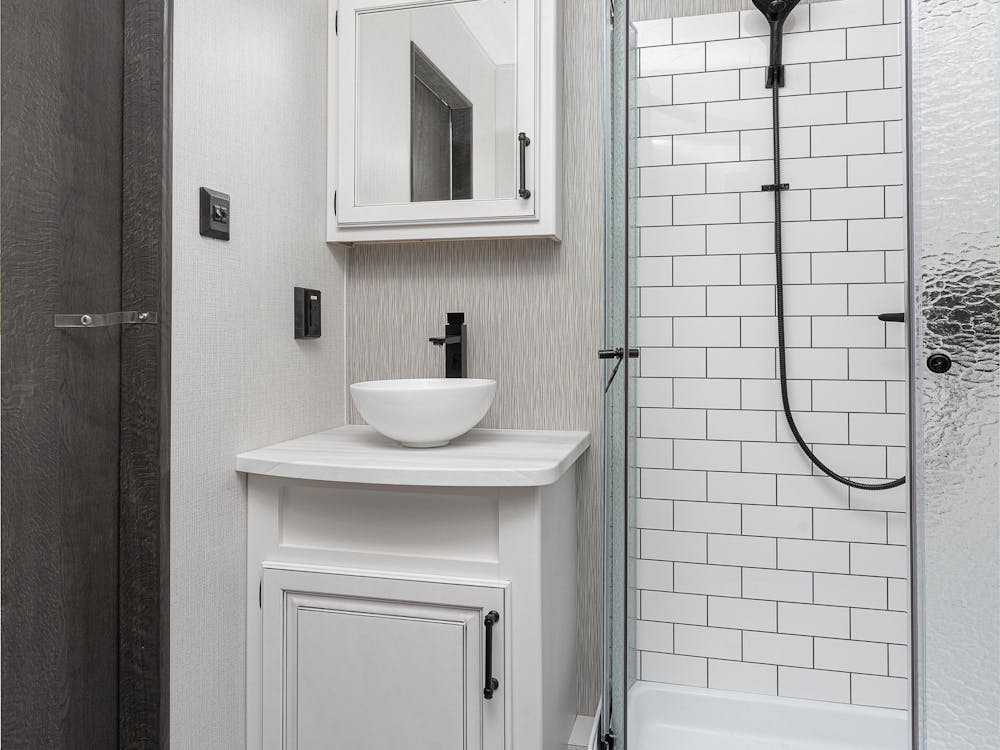 Retreat 391MKTS Bathroom, vanity and shower showing in photo
