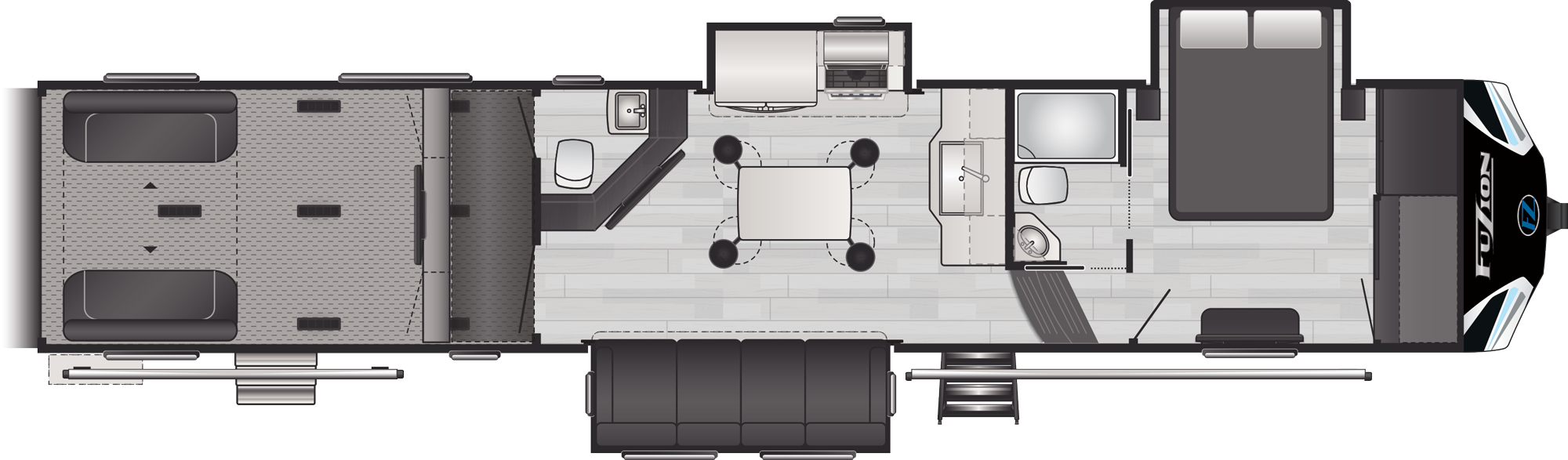 Fuzion Toy Hauler Fifth Wheels Model 419 Floorplan Keystone Rv