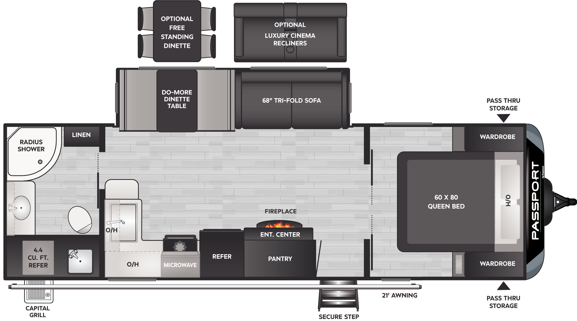 Passport GT Premium Travel Trailers Model 2605RB Floorplan Keystone RV