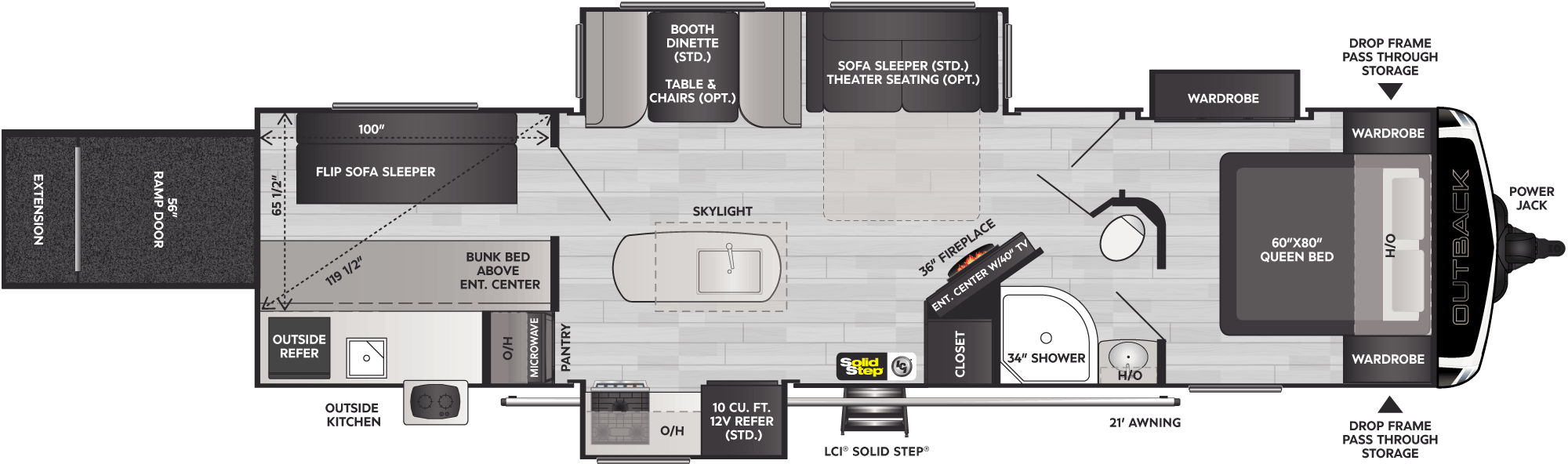 Floorplan of RV model 335CG