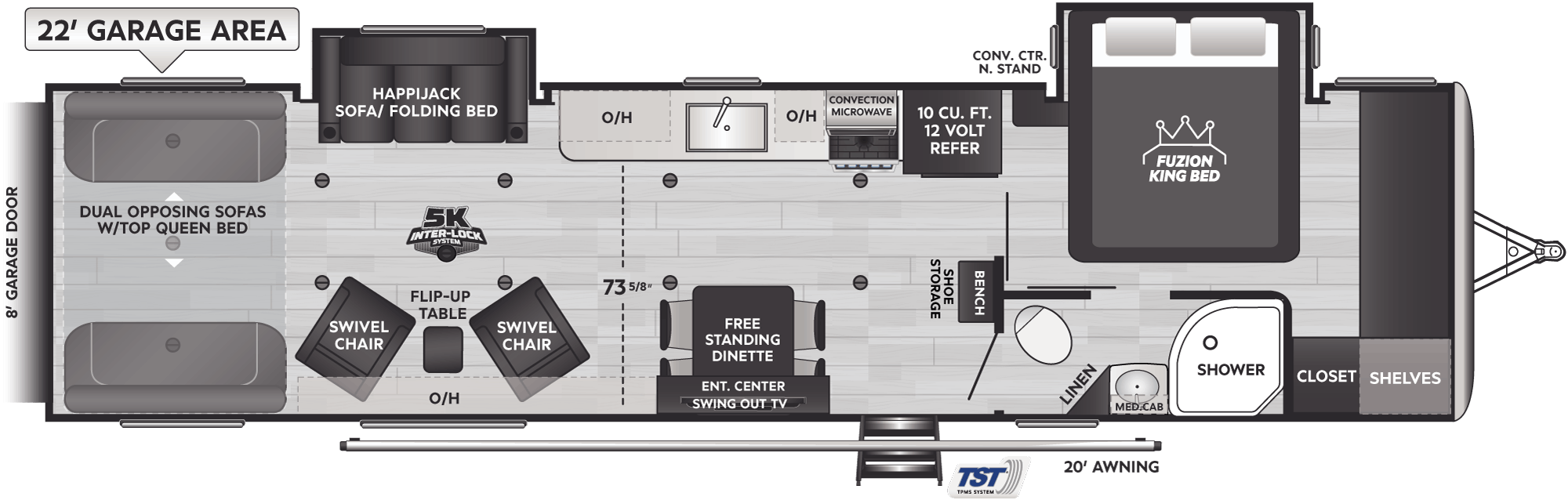 Floorplan of RV model 33V