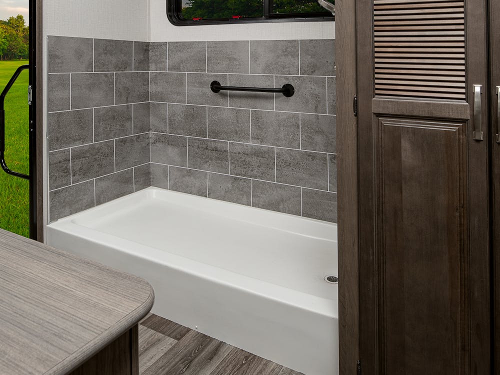 2021 Keystone Cougar 357UMR dog shower.