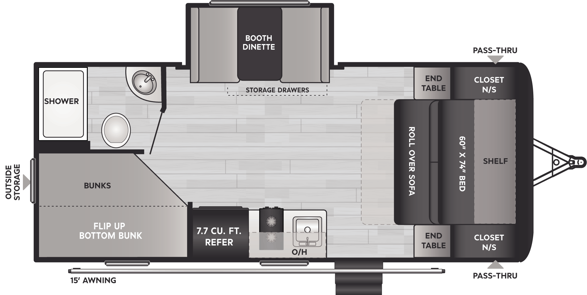 Floorplan of RV model 181BH