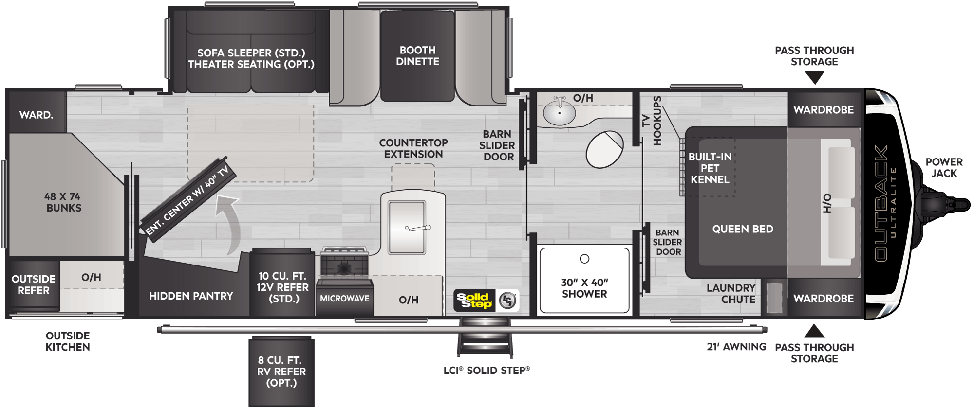 Floorplan of RV model 291UBH