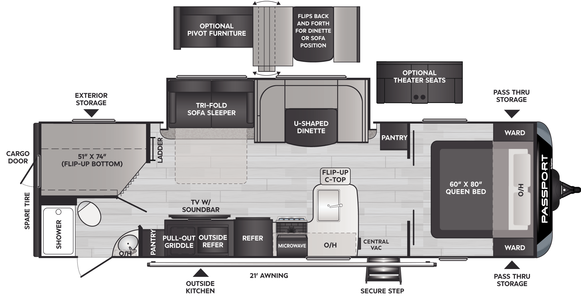 Floorplan of RV model 2951BH