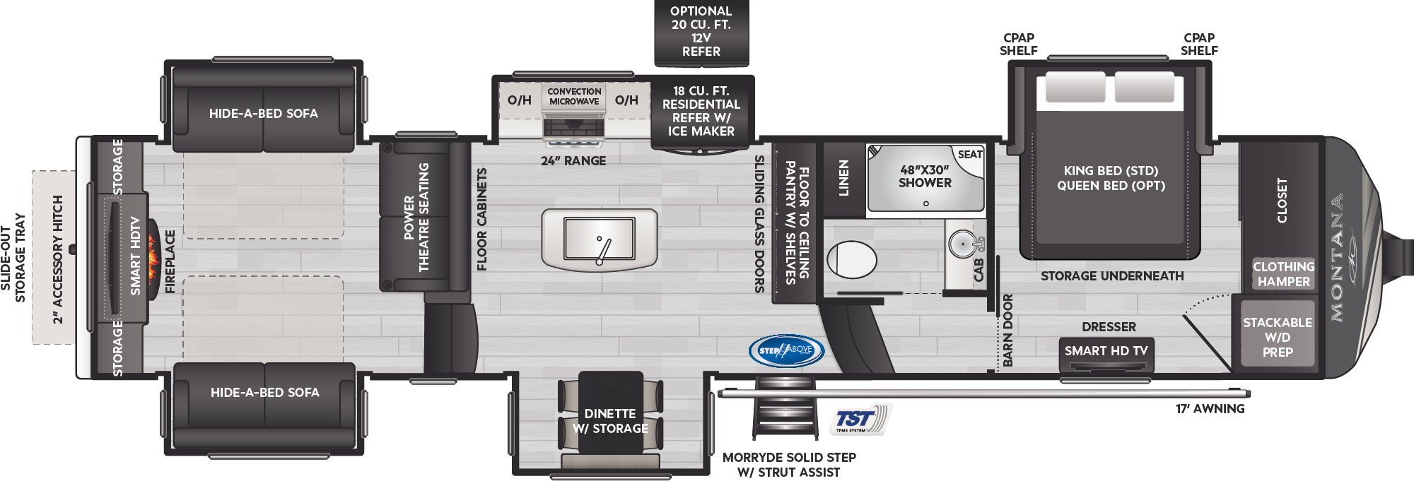 Montana Luxury Fifth Wheels Model 3793RD Floorplan Keystone RV