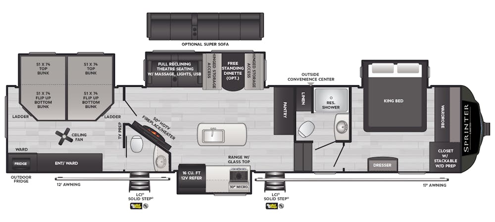 Sprinter 3810QBS Floorplan Drawing