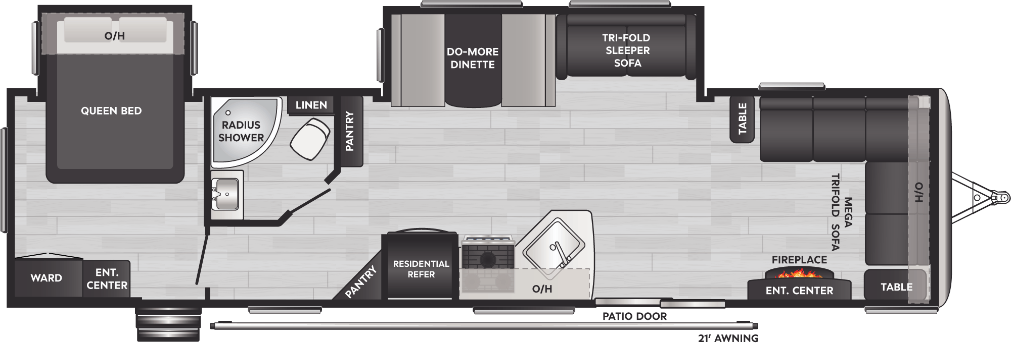 Floorplan of RV model 38FL