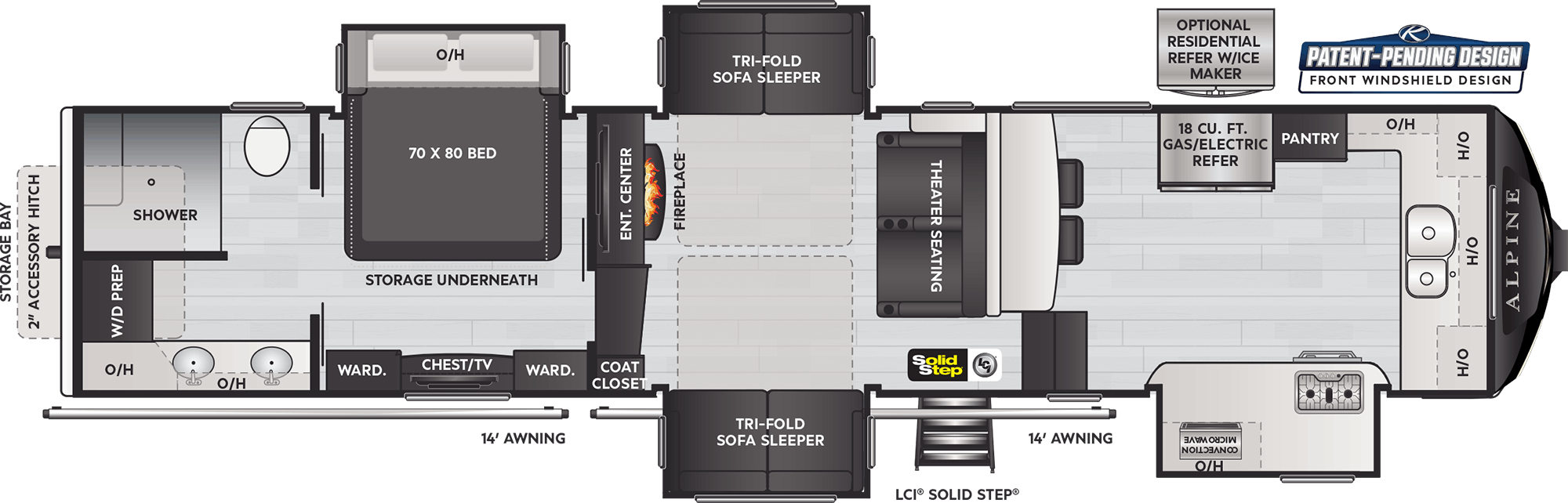 Floor Plan: 2021 Alpine 3790FK