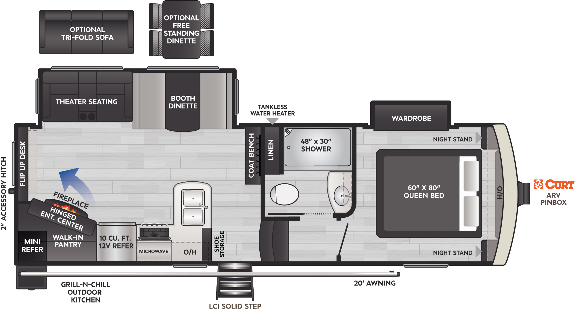 Arcadia Super Lite Premium Fifth Wheels Model 248SLRE Floorplan