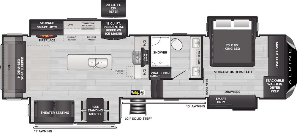 Alpine 3303CK Floorplan Drawing